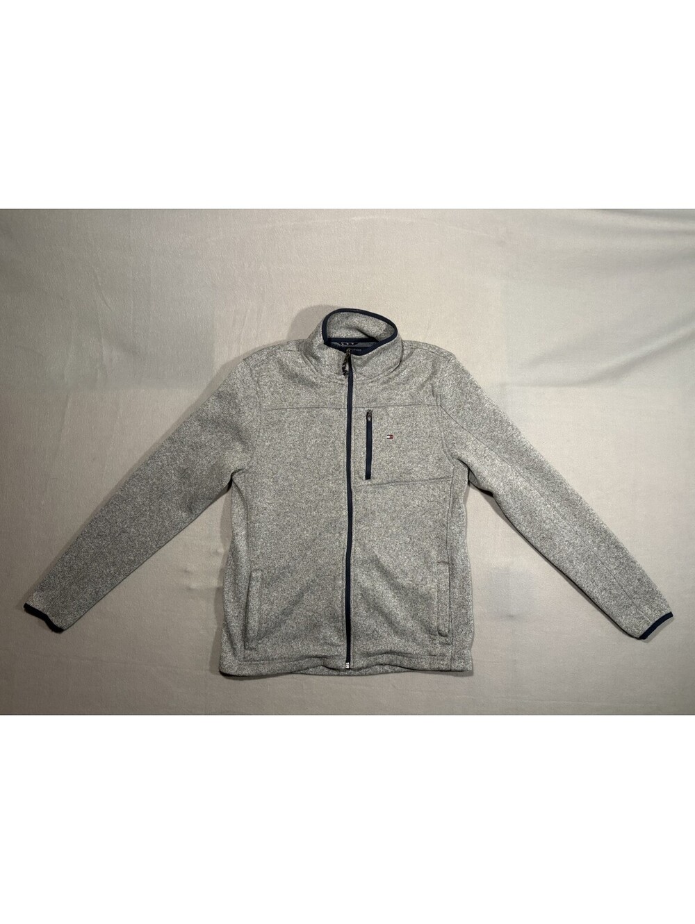 Men's Tommy Hilfiger Gray Full-Zip Fleece Jacket with Stand Collar